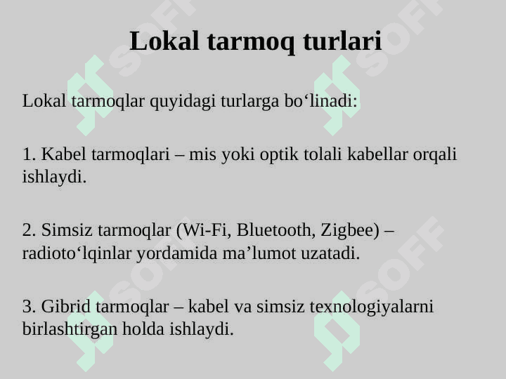 Lokal tarmoq va ularning qurilish usullari 4
