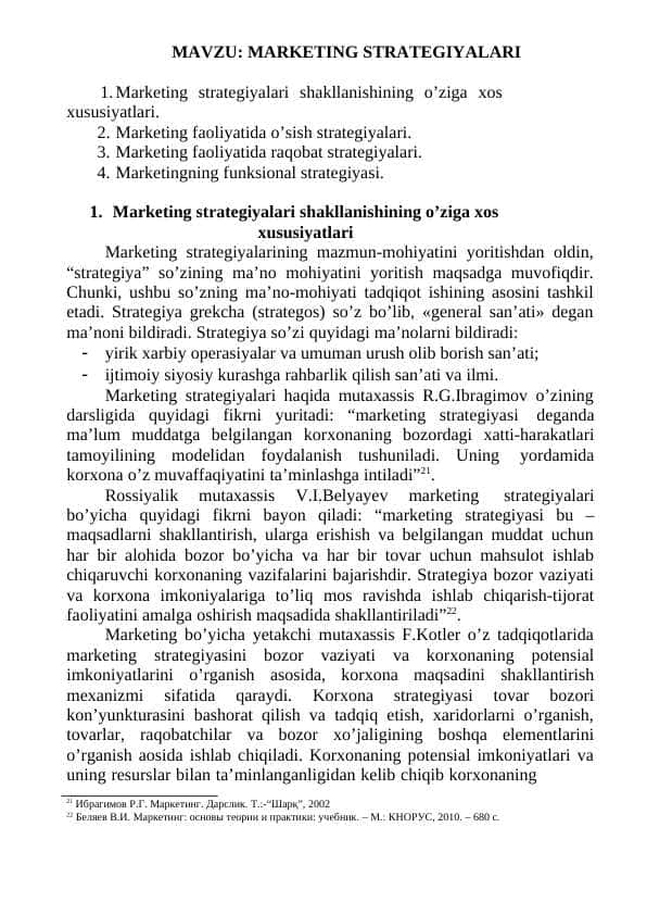 MARKETING STRATEGIYALARI