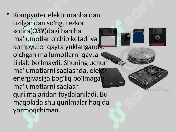 Kompyuter xotira qurilmalari haqida 2