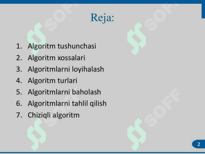Algoritmlarni loyihalash faniga kirish 2