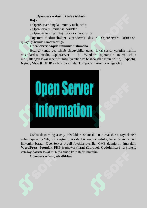OpenServer dasturi bilan ishlash 2