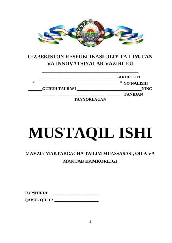 MAKTABGACHA TA’LIM MUASSASASI, OILA VA MAKTAB HAMKORLIGI