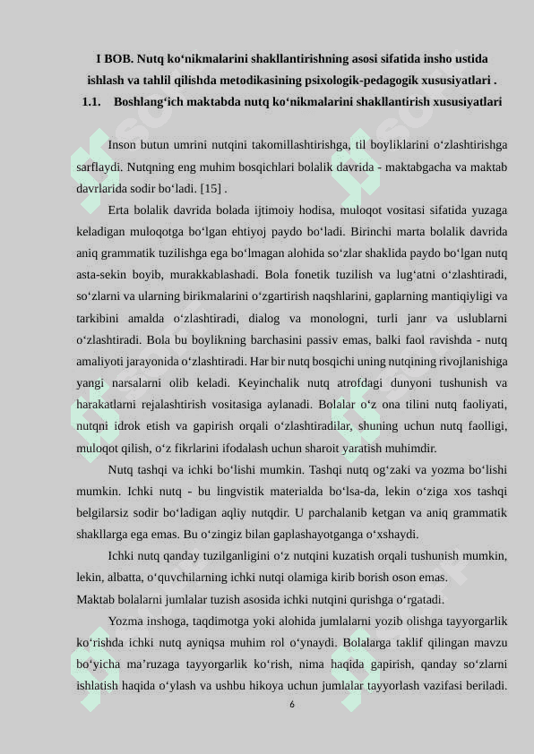 O‘quvchilar inshosini tahlil qilish va ustida ishlash  kurs ishi 6