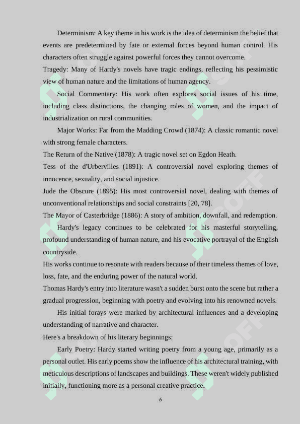 LITERARY WORKS OF THOMAS HARDY 6