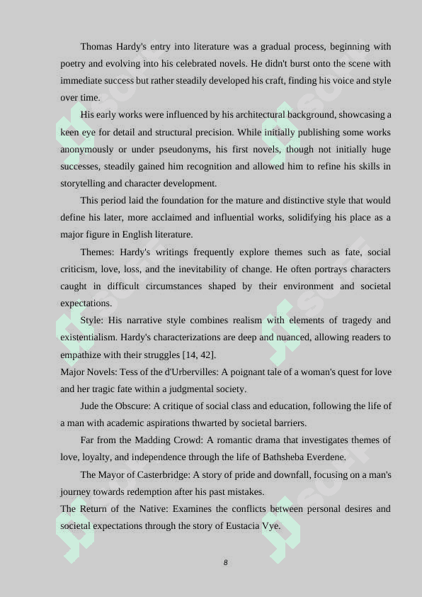 LITERARY WORKS OF THOMAS HARDY 8