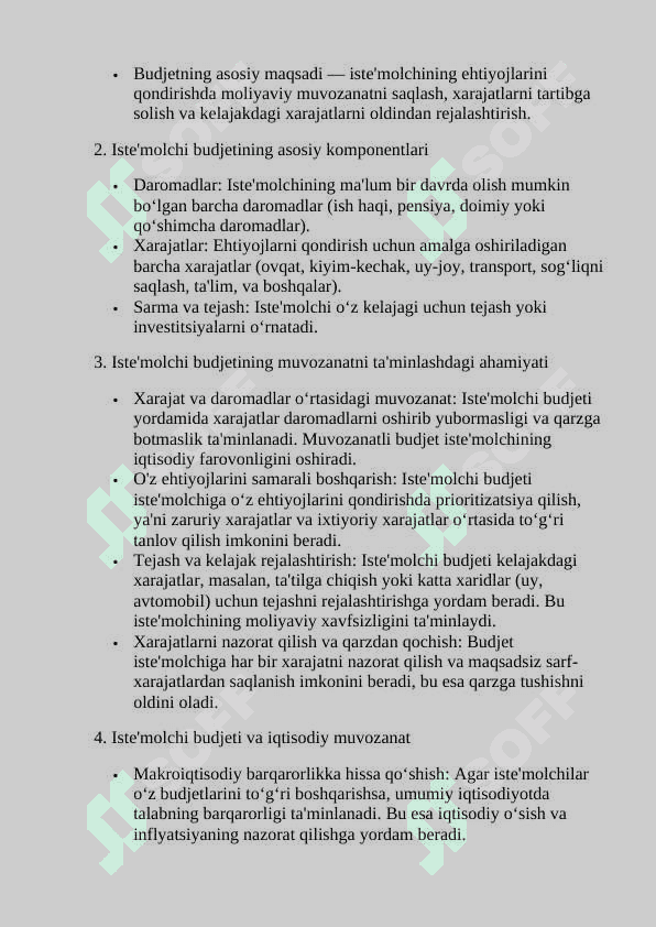 Istemolchining muvozanatni taminlashda istemolchi budjetning                           ahamiyati. 4