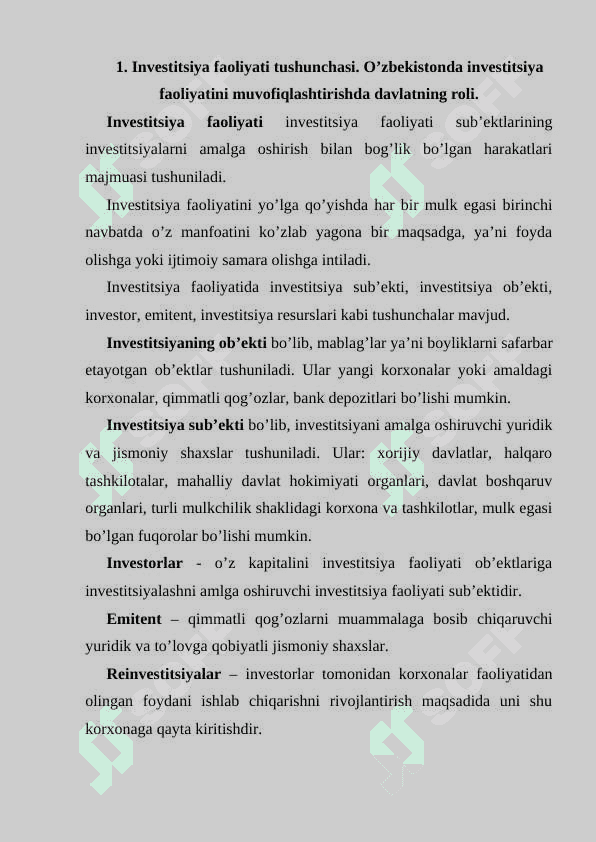 Firmalarning investision siyosati. 3