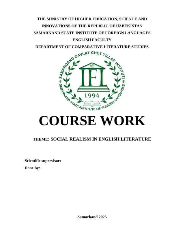 SOCIAL REALISM IN ENGLISH LITERATURE