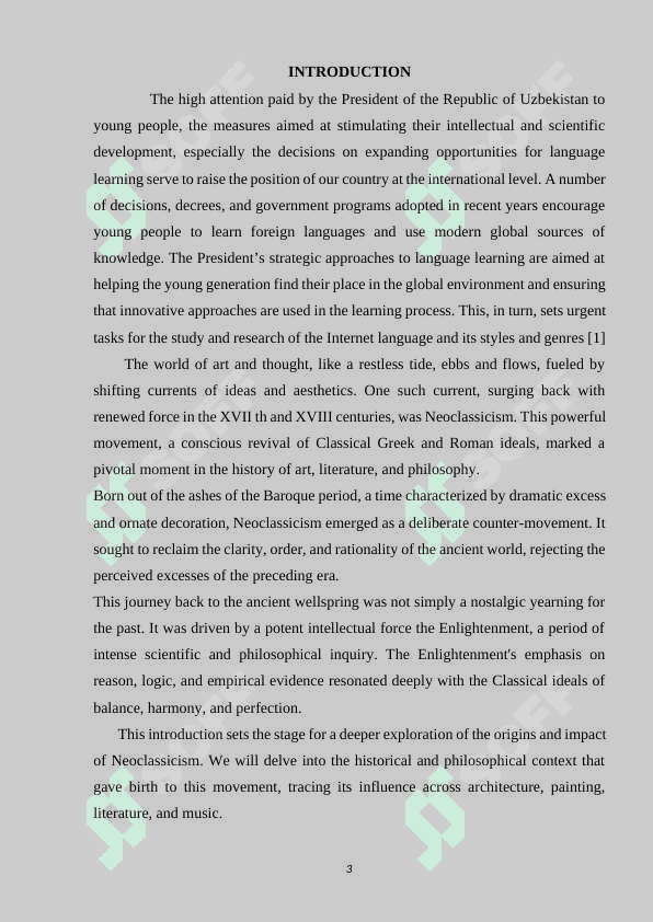 THE FORMATION OF THE NEOCLASSICISM STREAM 3