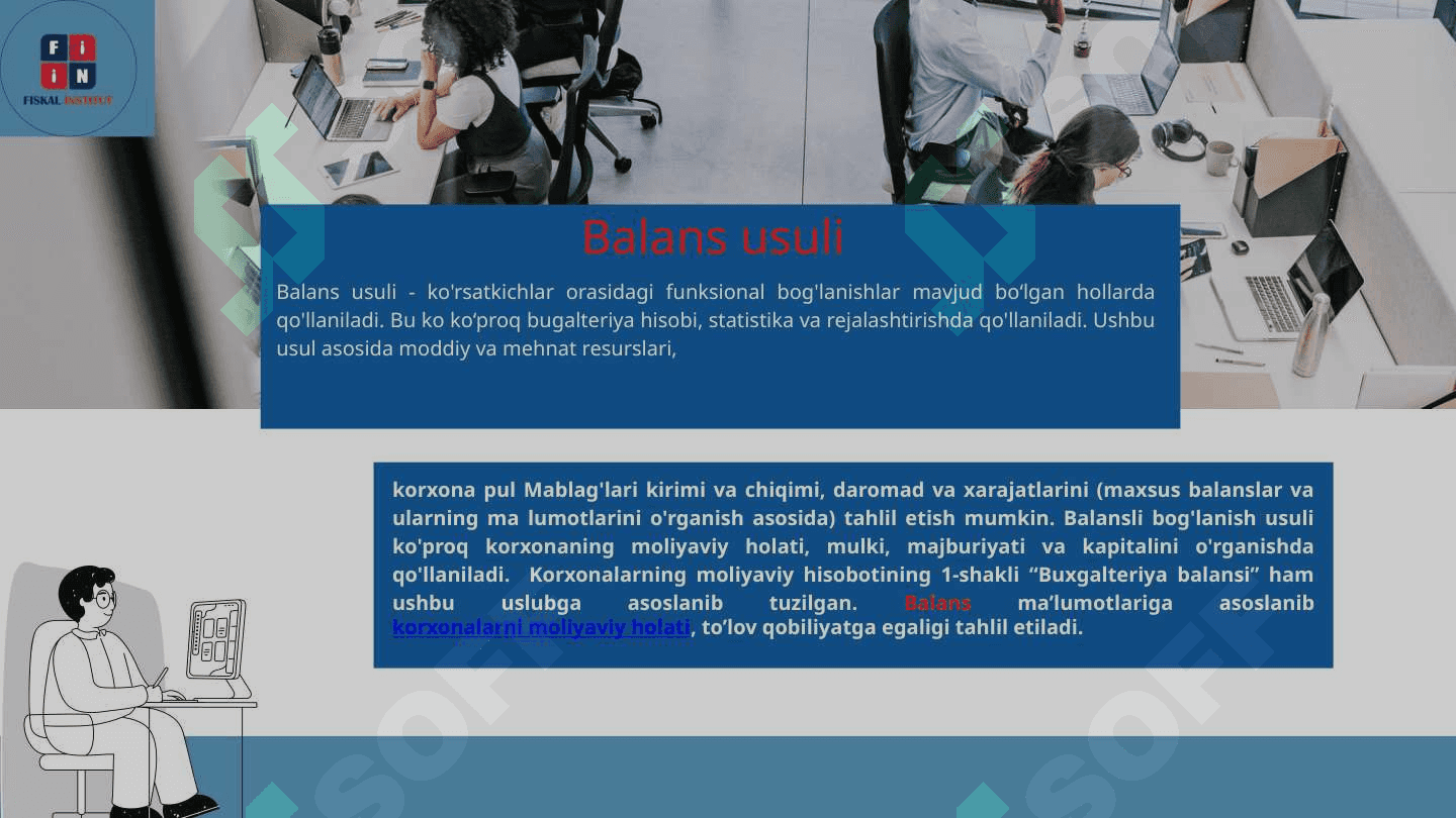 Balans va zanjirli o‘rin almashtirish usullarini moliyaviy tahlilda qo‘llash.Indeks va integral usullarini moliyaviy tahlilda qo‘llash. 3