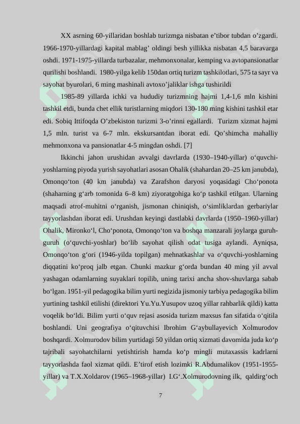 “O`zbekistonning turizm salohiyati” 7