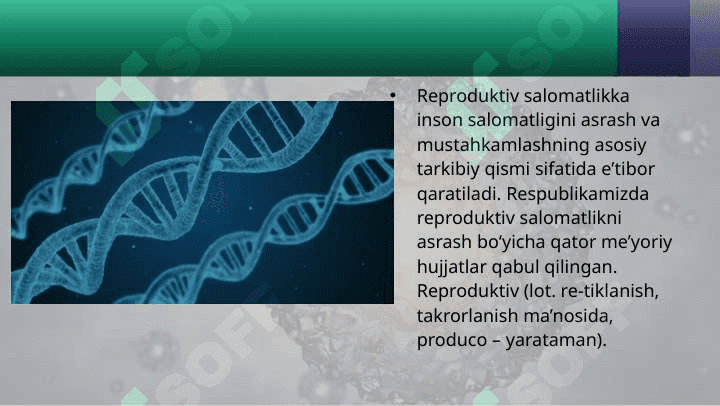 Odamda uchraydigan irsiy kasalliklar. Reproduktiv salomatlik 2