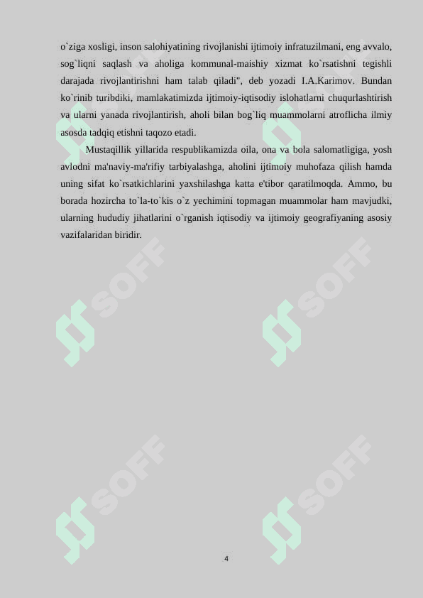 “Mustaqillik davrida O`zbekiston demografik vaziyatidagi o`zgartirishlar” 4