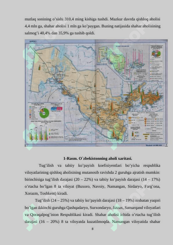 “Mustaqillik davrida O`zbekiston demografik vaziyatidagi o`zgartirishlar” 8