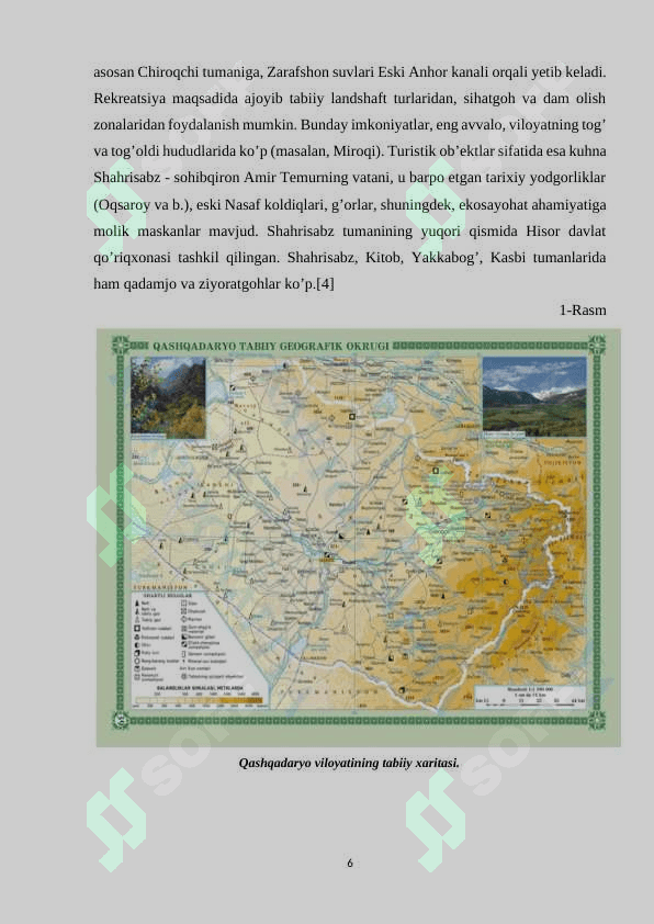 “Qashqadaryo viloyatining iqdisodiy geografik tavsifi ” 6