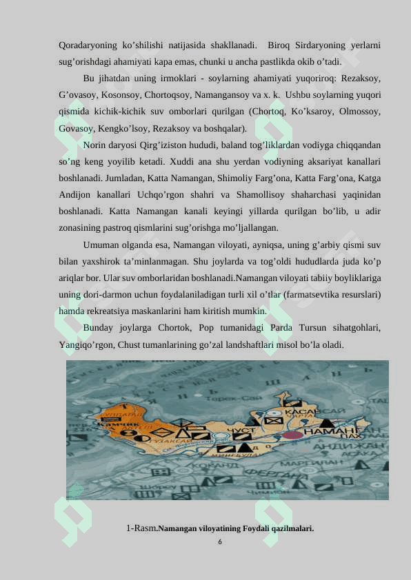 “ Namangan viloyatining iqdisodiy geografik tavsifi” 6