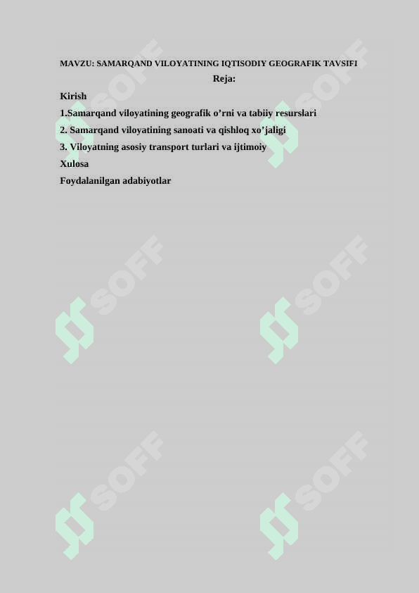 SAMARQAND VILOYATINING IQTISODIY -GEOGRAFIK TAVSIF 2