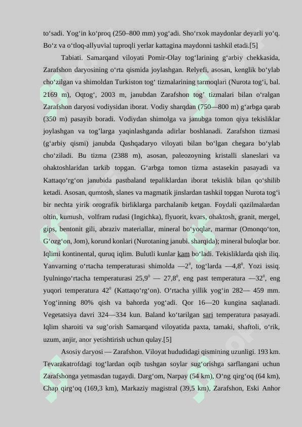 SAMARQAND VILOYATINING IQTISODIY -GEOGRAFIK TAVSIF 7