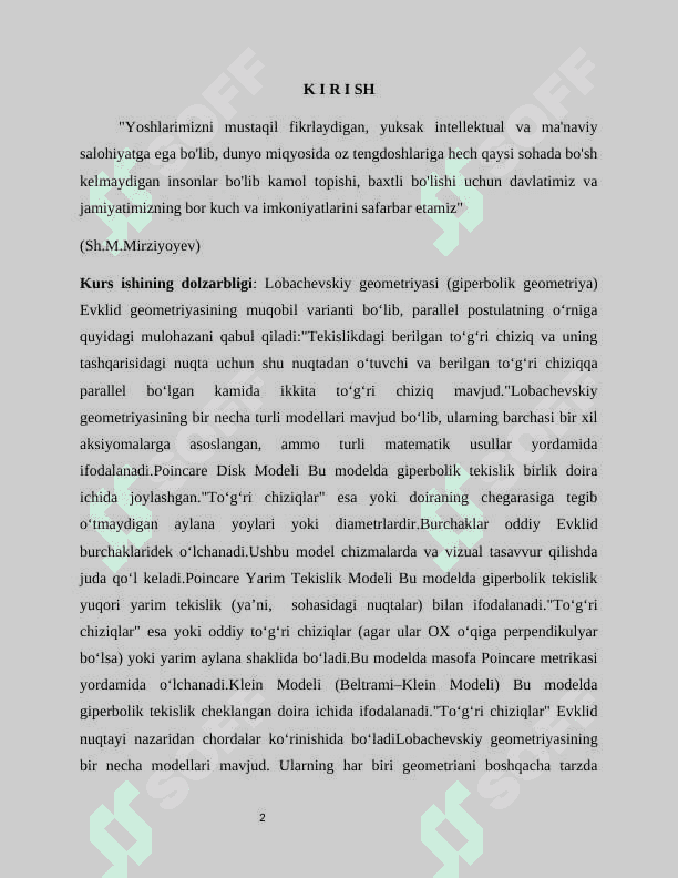 Lobachevskiy geometriyasining  turli modellari 2