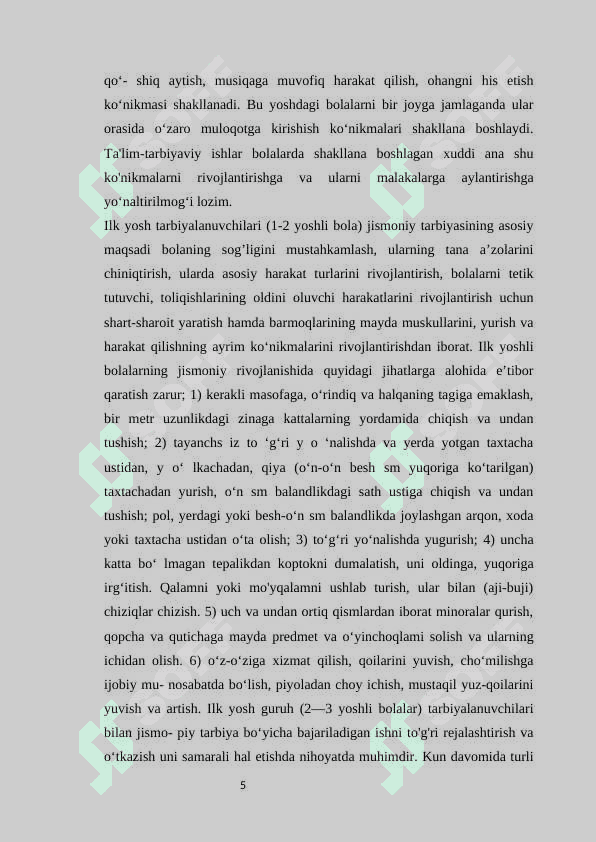 ILK YOSHDAGI BOLALARNI TARBIYALASHNING O'ZIGA XOSLIGI. 5