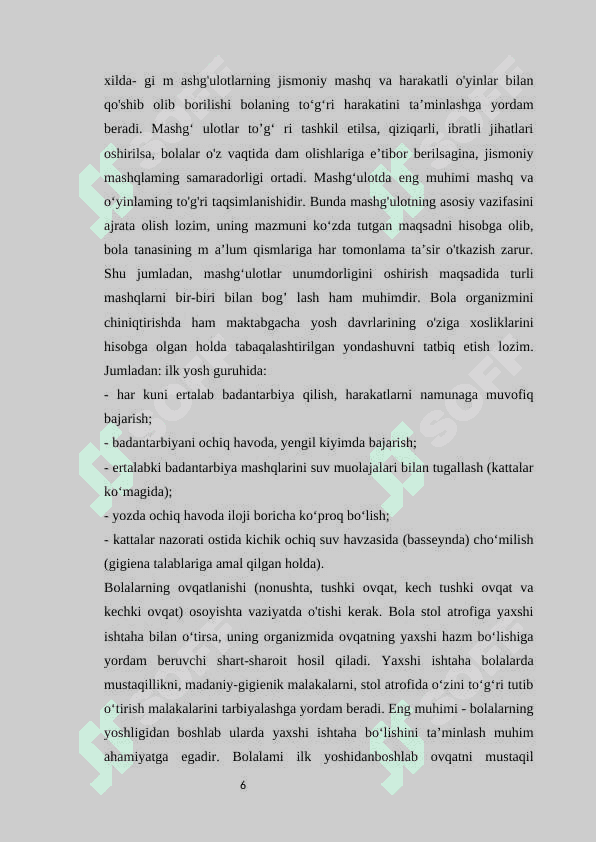 ILK YOSHDAGI BOLALARNI TARBIYALASHNING O'ZIGA XOSLIGI. 6