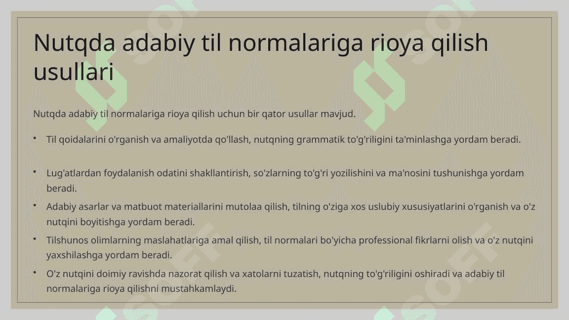 Adabiy til normalari va uning nutq jozibasini oshirishdagi roli. 7