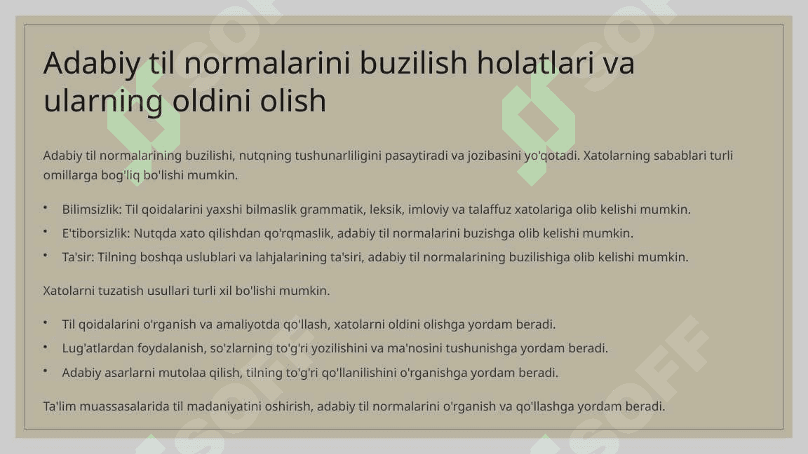 Adabiy til normalari va uning nutq jozibasini oshirishdagi roli. 8