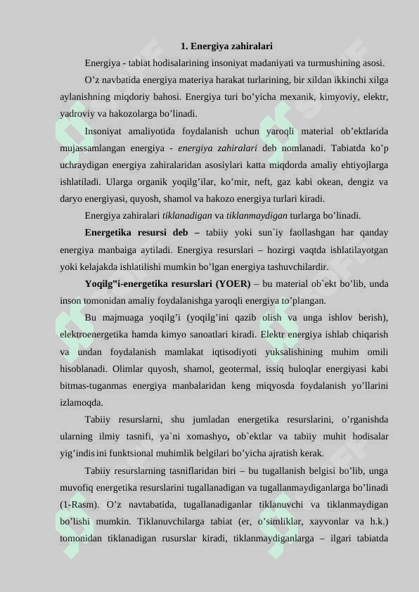 Energetika zaxiralaridan foydalanish jarayonlari 2