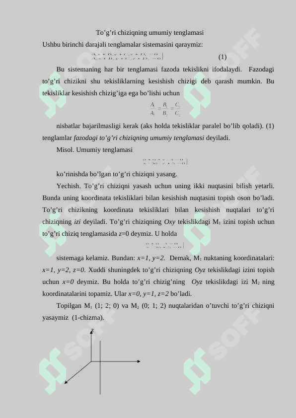 Fazodagi to’g’ri chiziq va uning tenglamalari 2