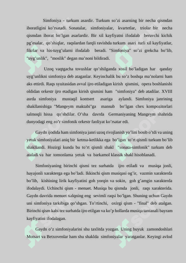 Y. Gaydn. Simfoniya janrining shakillanishi 7