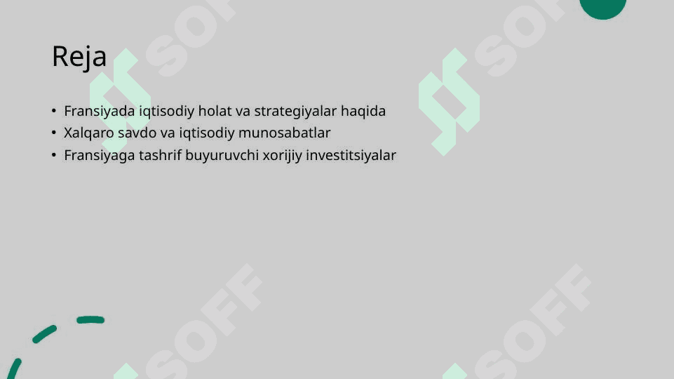 Frantsiya Respublikasi iqtisodiyoti. Jahon mamlakatlari bilan olib borayotgan iqtisodiy munosabatlar 2