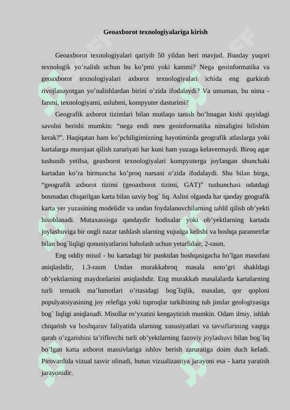 Geoaxborot texnologiyalarining asoslari R 2