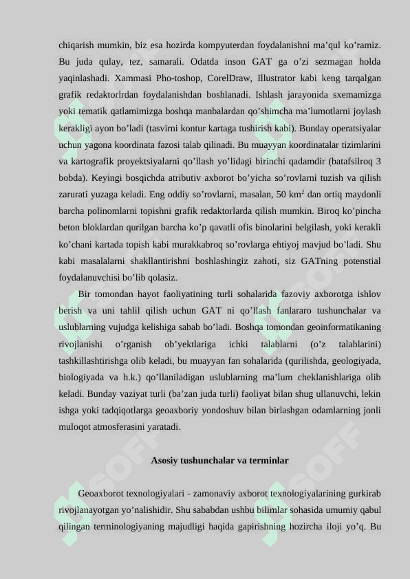Geoaxborot texnologiyalarining asoslari R 5