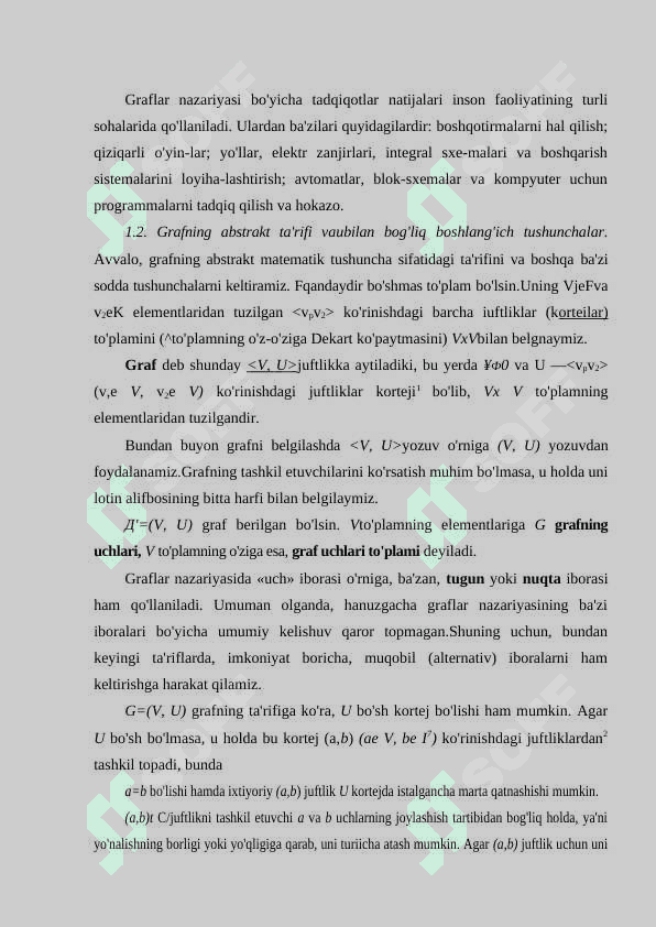 Graflarda turg’unlik to’plami. Grafning ichki va tashqi turg’unliklar soni 2
