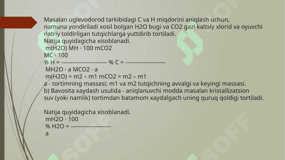 Gravimetriya usulida mutaxassisligiga qarab kalsiy, magniy, temir, alyuminiy va oltingugurt miqdorini aniqlash 7