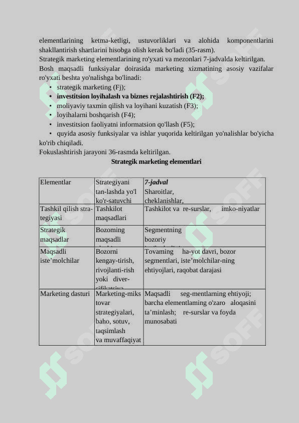 Marketings strategik va taktik rejalashtirish va ularni amalga oshirish usullari, yo‘l-yo‘riqlari 6