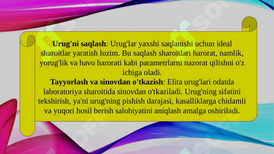 Sifatli g'alla o'simliklaridan elita urug'larni olish texnologiyasi (TAQDIMOT) 7