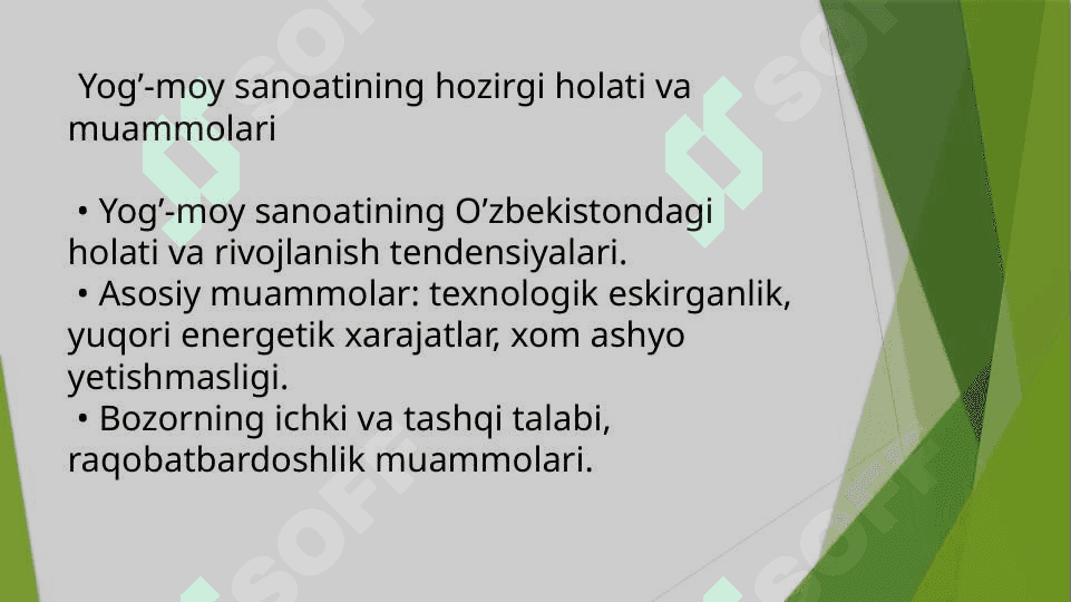 O’zbekistonda yog’-moy sanoati korxonalari samaradorligini oshirish yo’llari 3