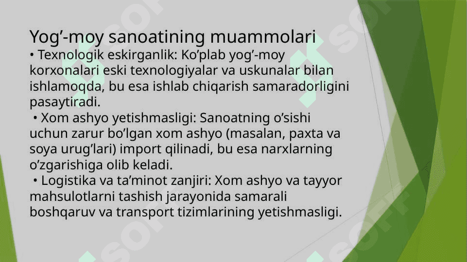 O’zbekistonda yog’-moy sanoati korxonalari samaradorligini oshirish yo’llari 4