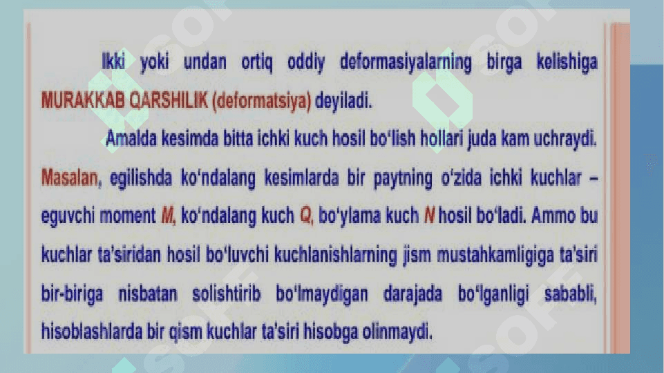 Murakkab qarshilik ta'sirida bo'lgan siniq sterjenlar uchun ichki kuchlanishning  epyurasini chizish 3