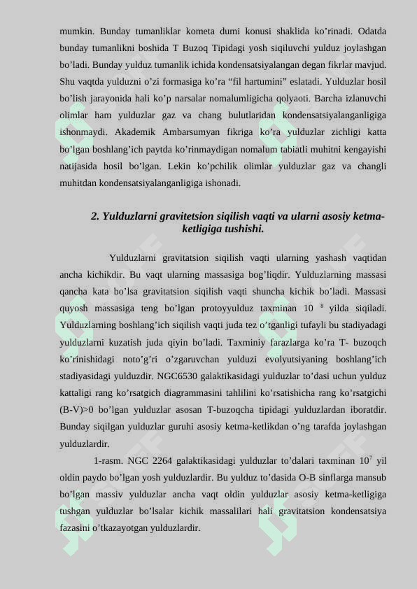 Yulduzlarning paydo bo’lishi va evolyutsiyasi 3