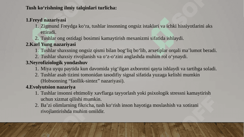UYQU, TUSH KO’RISH VA GIPNOZ. UYQU GIGIENASI 7