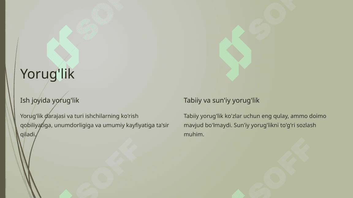 Ish joylarining ergonomik xususiyatlari 2