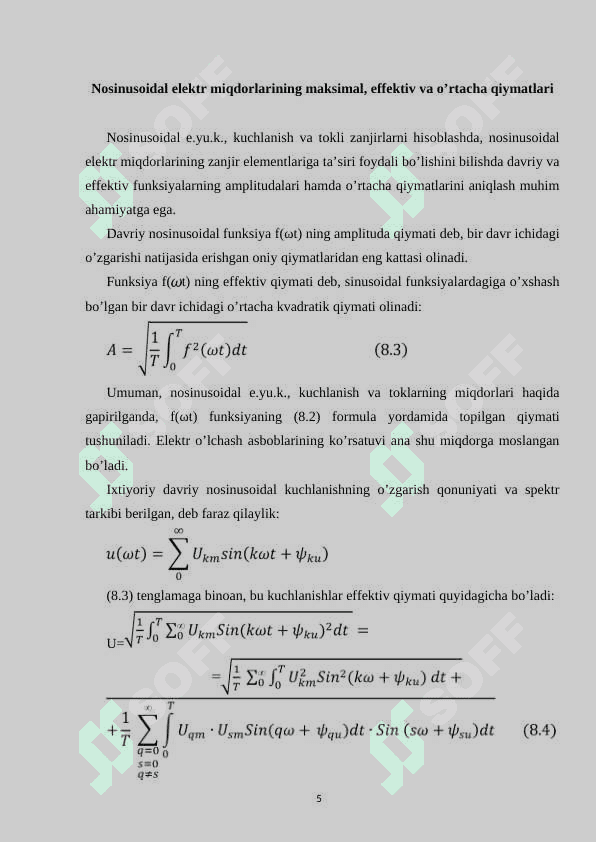 Nosinusoidal davriy kuchlanish va toklar 5