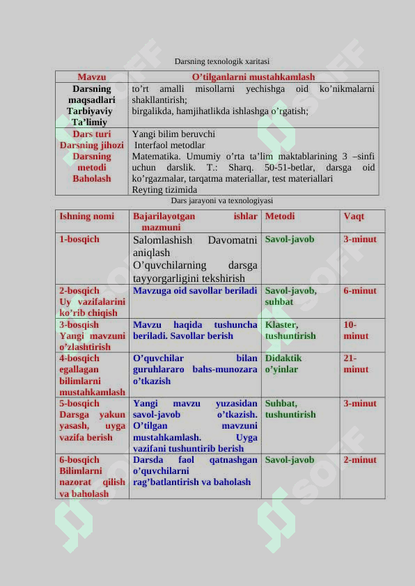 O’tilganlarni mustahkamlash 3-SINF MATEMATIKA 2