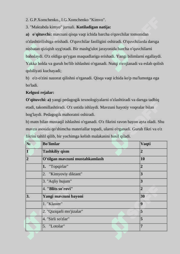 Oksidlarning olinishi va kimyoviy xossalari 2