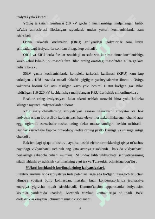 Pоdstаntsiyа uskunаlаri izоlyаtsiyаsi. 4