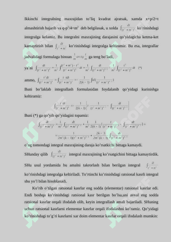 Rаtsiоnаl kаsrlаrni intеgrаllаsh 3