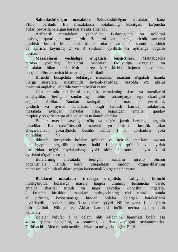 Sahnalashtirilgan masalalar 2