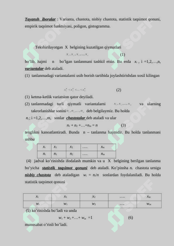 Statistik taqsimotlar 2
